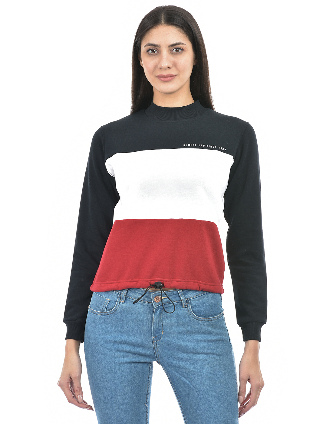 Numero Uno Women Color Block Multicolor Sweat Shirt